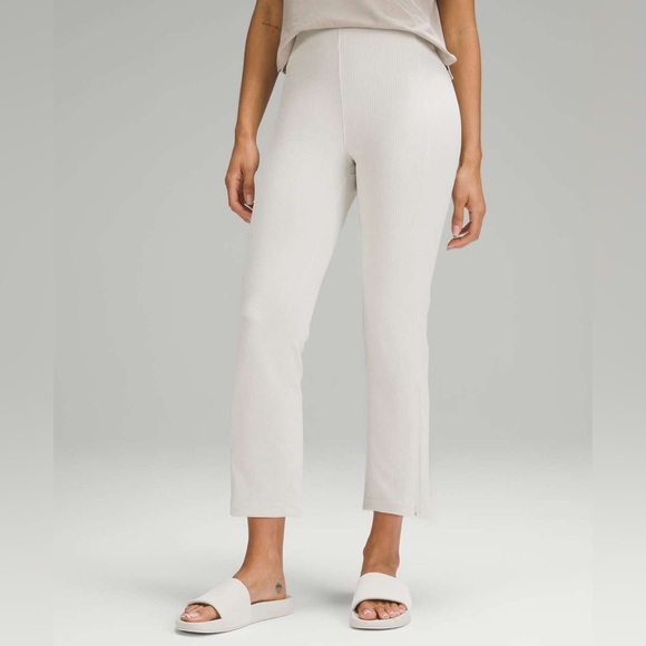 lululemon athletica Pants - Lululemon Ribbed Softstreme Zip-Leg High-Rise Cropped Pants 25" in Bone